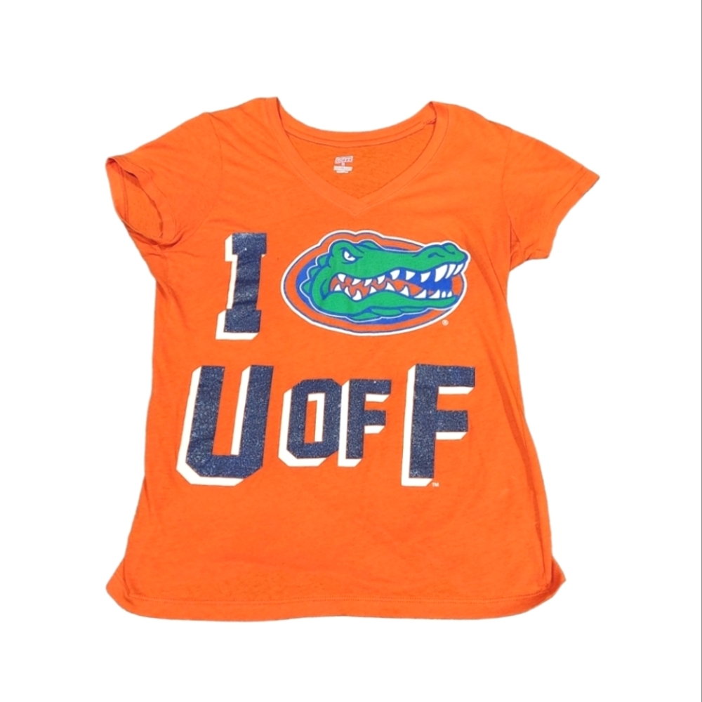 Women's University of Florida Gators Athletic V-Neck Shirt Top - Medium